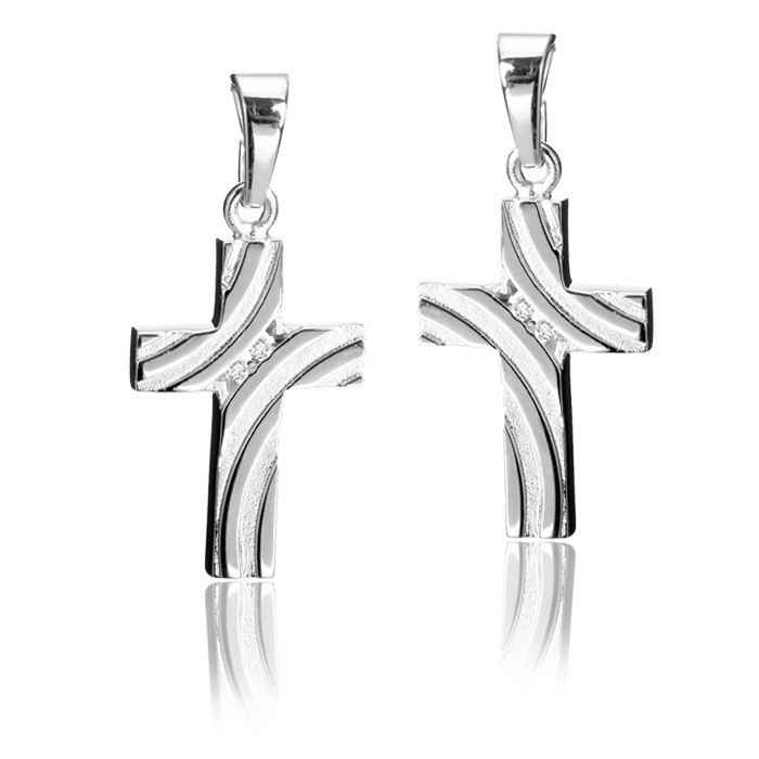 Materia Silber 925 Kreuz Anh nger Zirkonia Rhodiniert